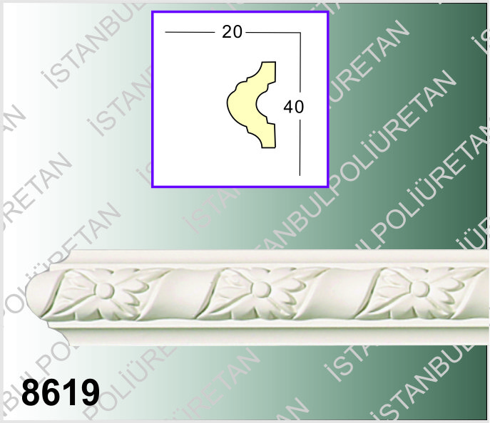 8619 Desenli Poliüretan Çıta Bordür